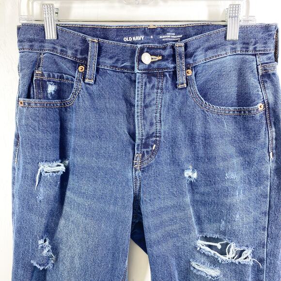 Old Navy Jeans High Rise Slouchy Straight Distressed Womens Size 2 - Picture 7 of 10